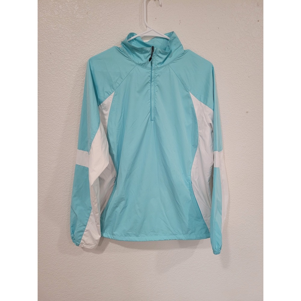 Nike Golf Clima Fit Pullover‎ Jacket Womens L Windbreaker Aqua White #19